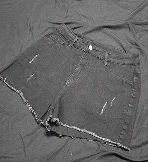 Black Denim Shorts, Medium